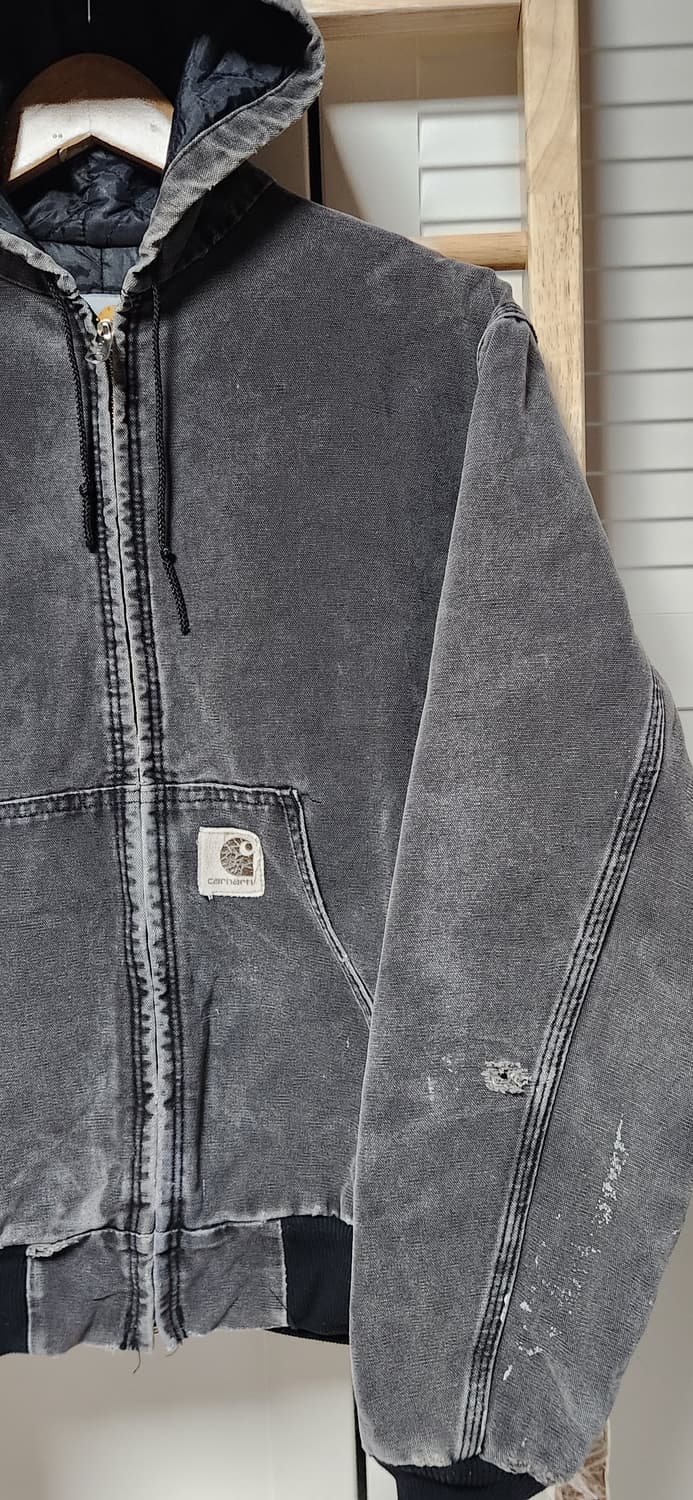 칼하트 J06 흑청 샌드스톤 워크 후드 자켓 상품이미지3