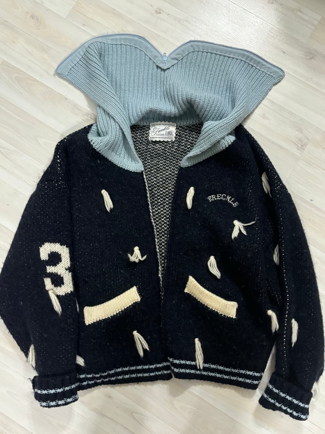 프레클 니트 후디 자켓 네이비 상품이미지2