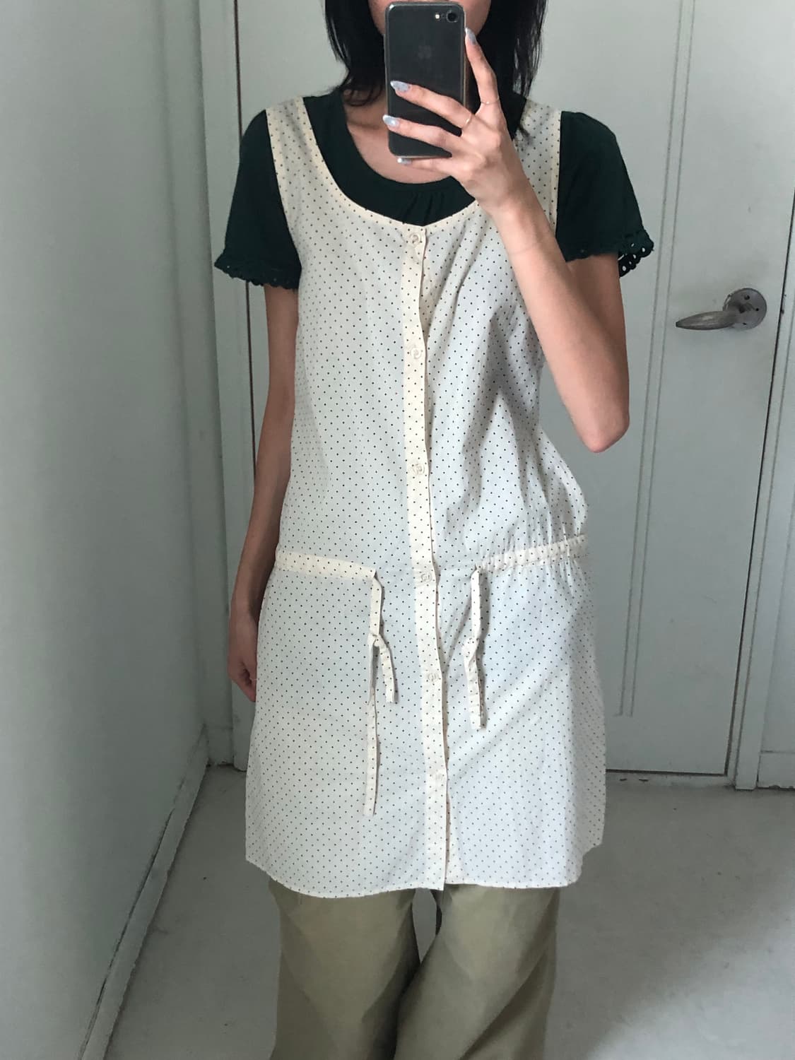 일본빈티지 도트 레이어드 원피스 상품이미지4