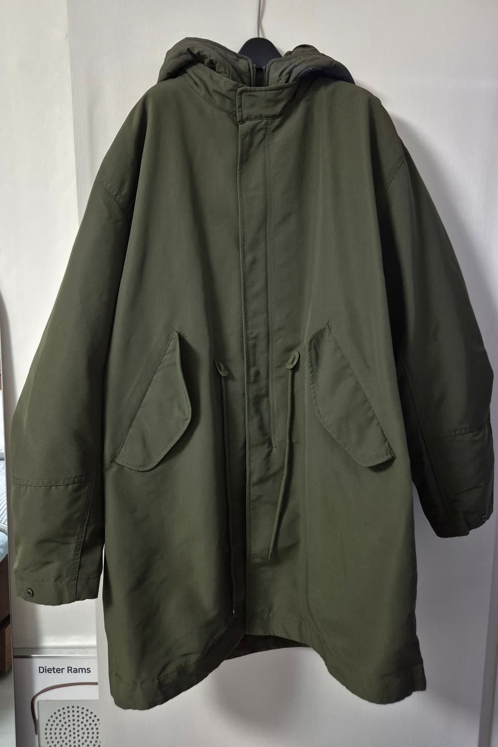 코드그라피 피쉬테일 레이어드 후드 롱파카 카키 상품이미지5