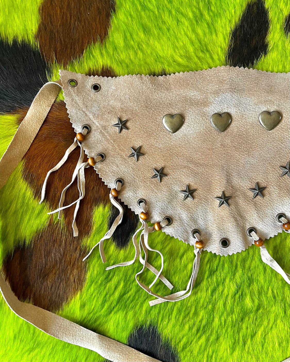 Western Vintage Leather Fringe Scarf 상품이미지5