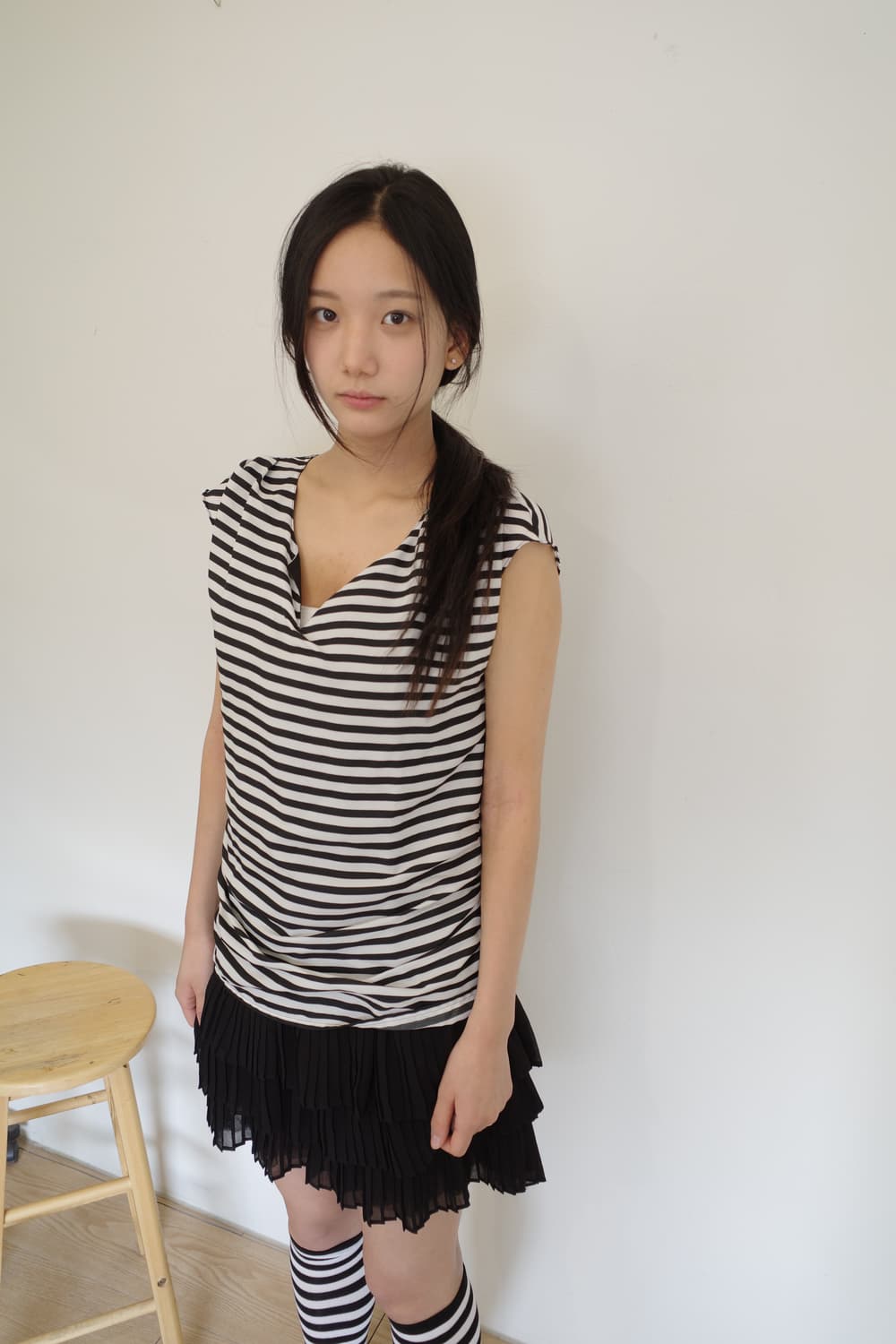 Stripe pleats ops 상품이미지1
