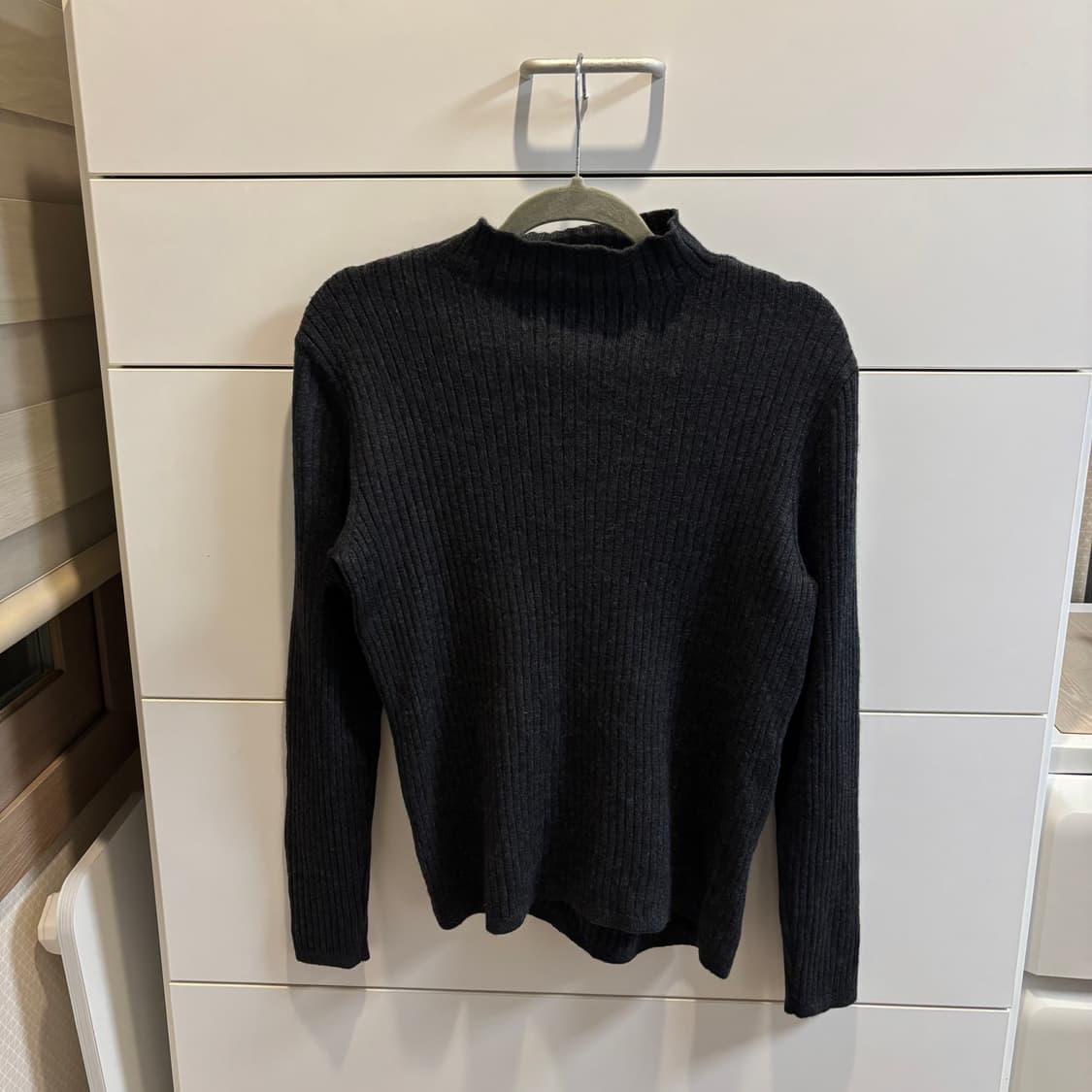 울100% 반목 골지 그레이 언발 니트 상품이미지1