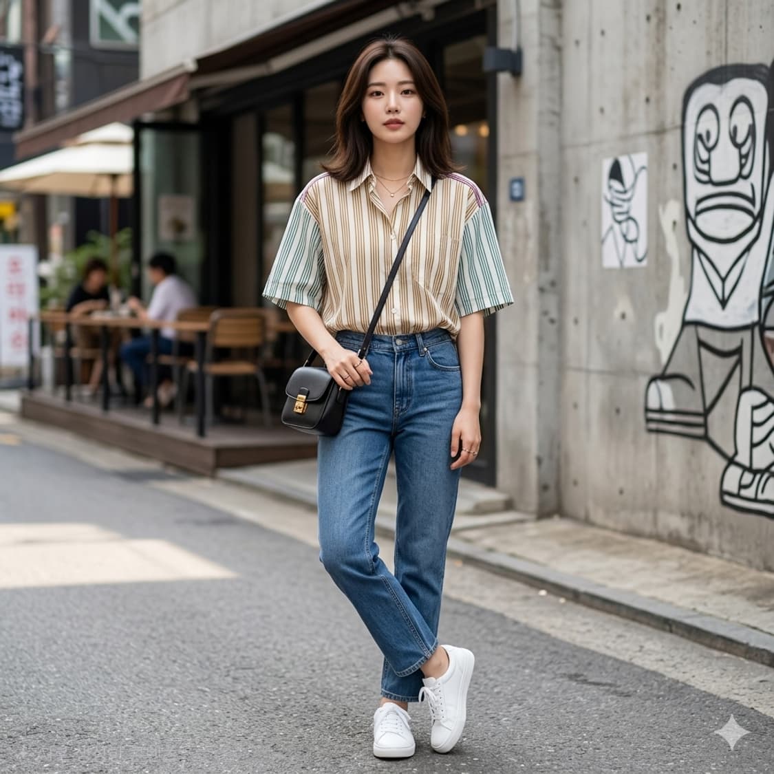 산드로 멀티 컬러 스트라이프 반팔 셔츠 상품이미지1