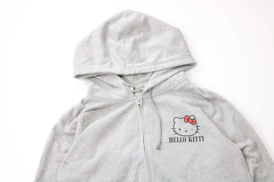 헬로키티 빈티지 빅로고 윙크 그레이 후드 집업 (L) 상품이미지7