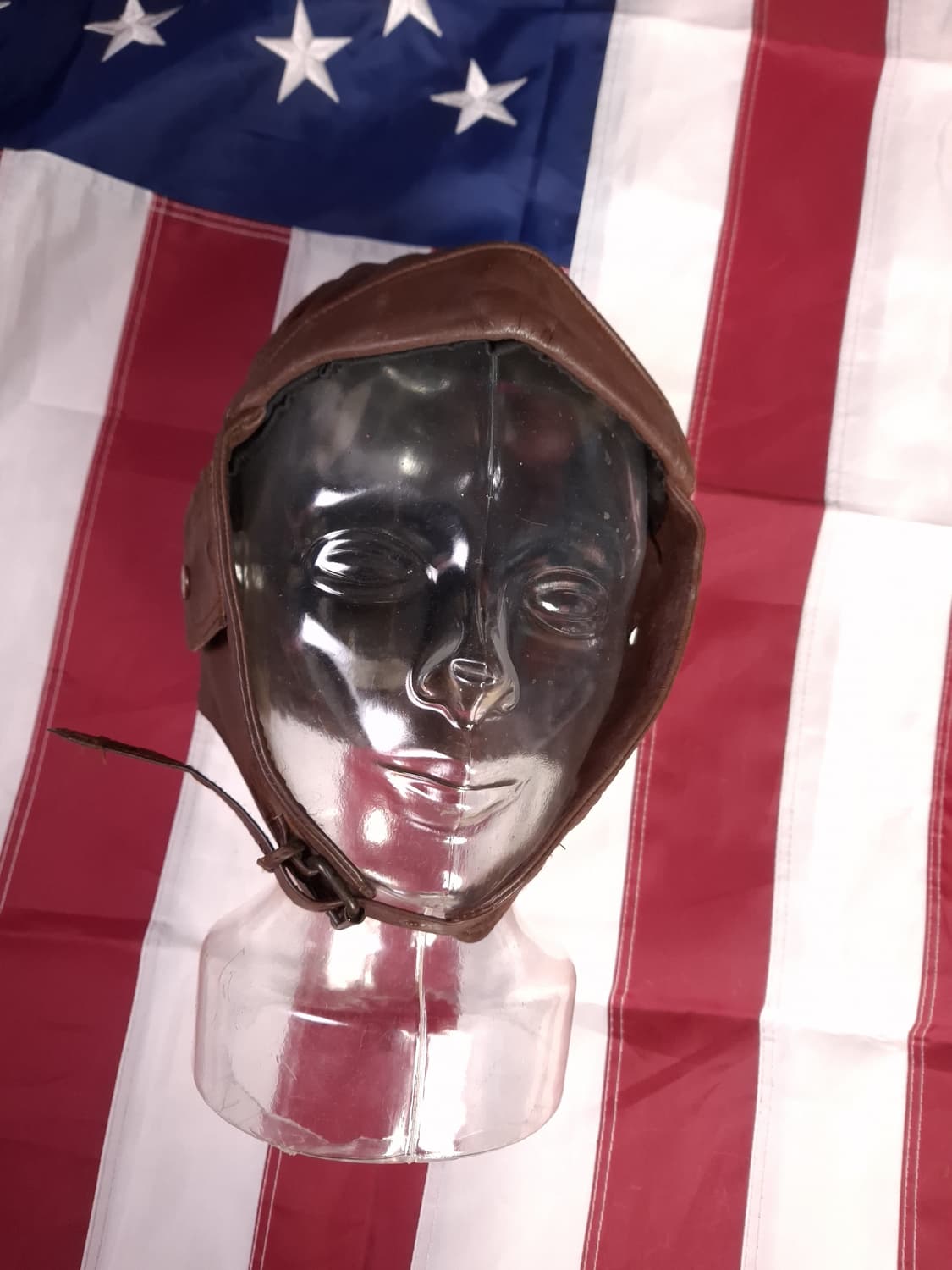 새제품급 밀텍사 WW1 복각 리얼레더 에어로스쿼드론 플라잉 헬멧 상품이미지3