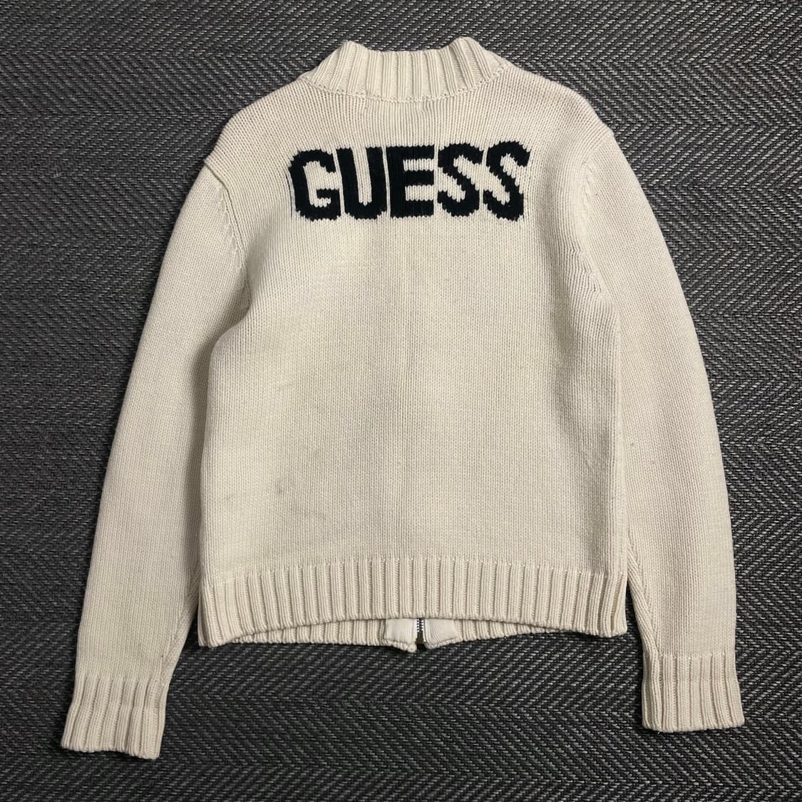 게스 빅로고 아이보리 니트 집업y 4239 상품이미지5
