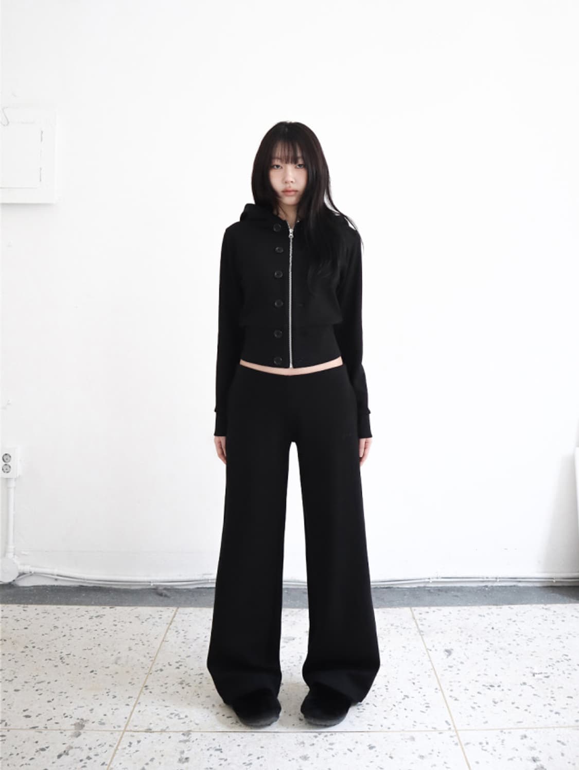 클라따 버튼 투웨이 집업 블랙 상품이미지3