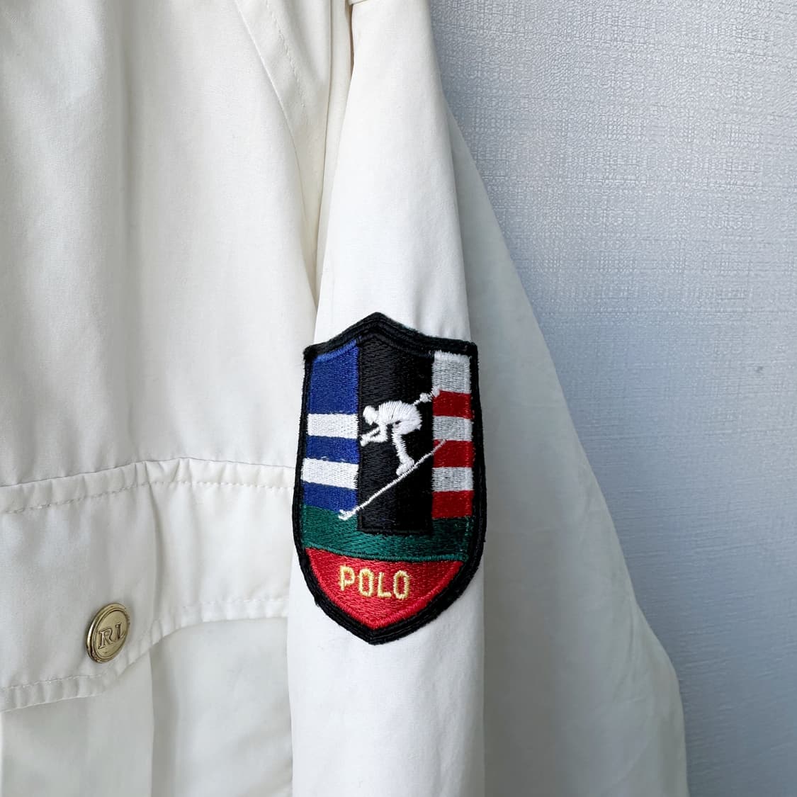 폴로 랄프로렌 90s 자수 와펜 패디드 후디 점퍼 화이트 EL 상품이미지3