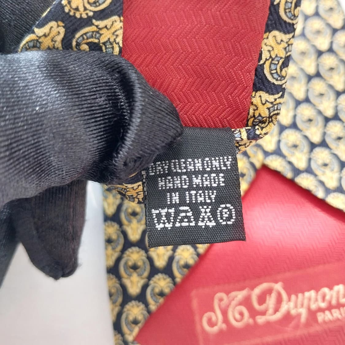 에스 티 듀퐁 실크 네이비 페이즐리 넥타이 9.4cm A+등급 K1119 상품이미지10