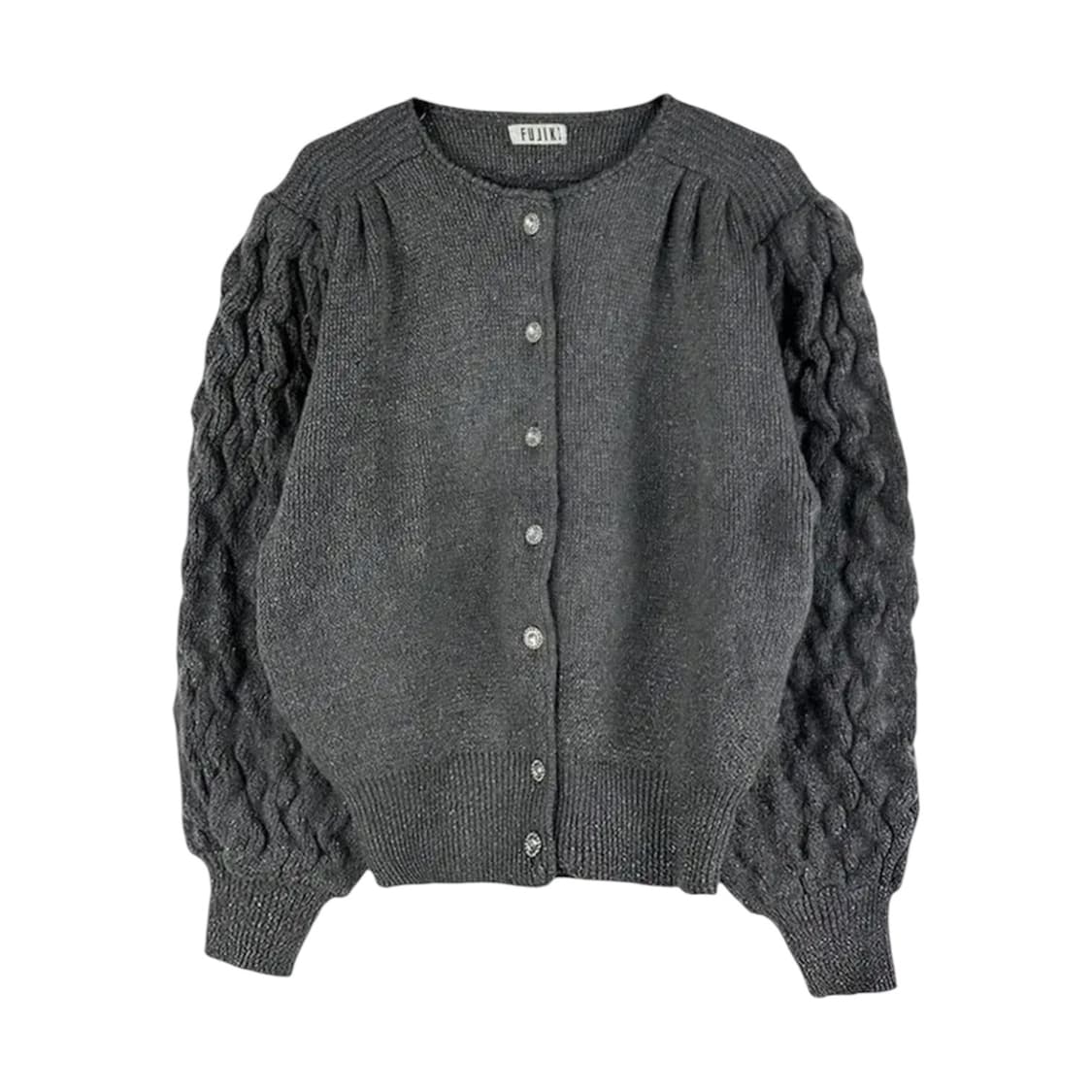 Grey Cable knit texture-mixed Cardigan 상품이미지1