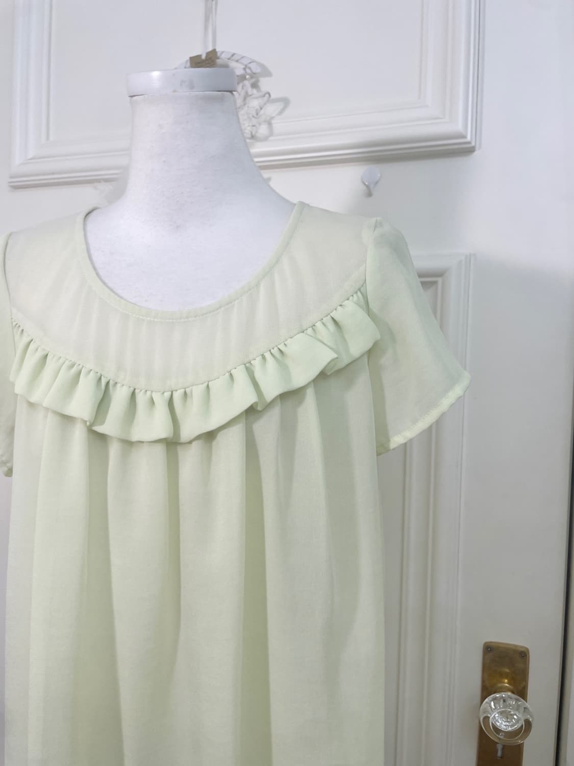 light green ruffle chiffon blouse 상품이미지7