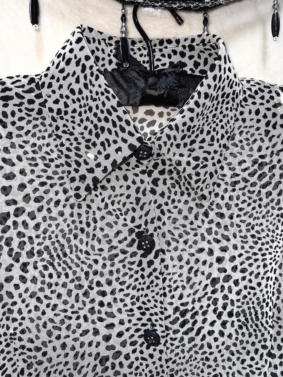 레오파드 호피 시스루 블라우스 셔츠 오네갸루 펑크 헤이세이 시부야 핀터 상품이미지9