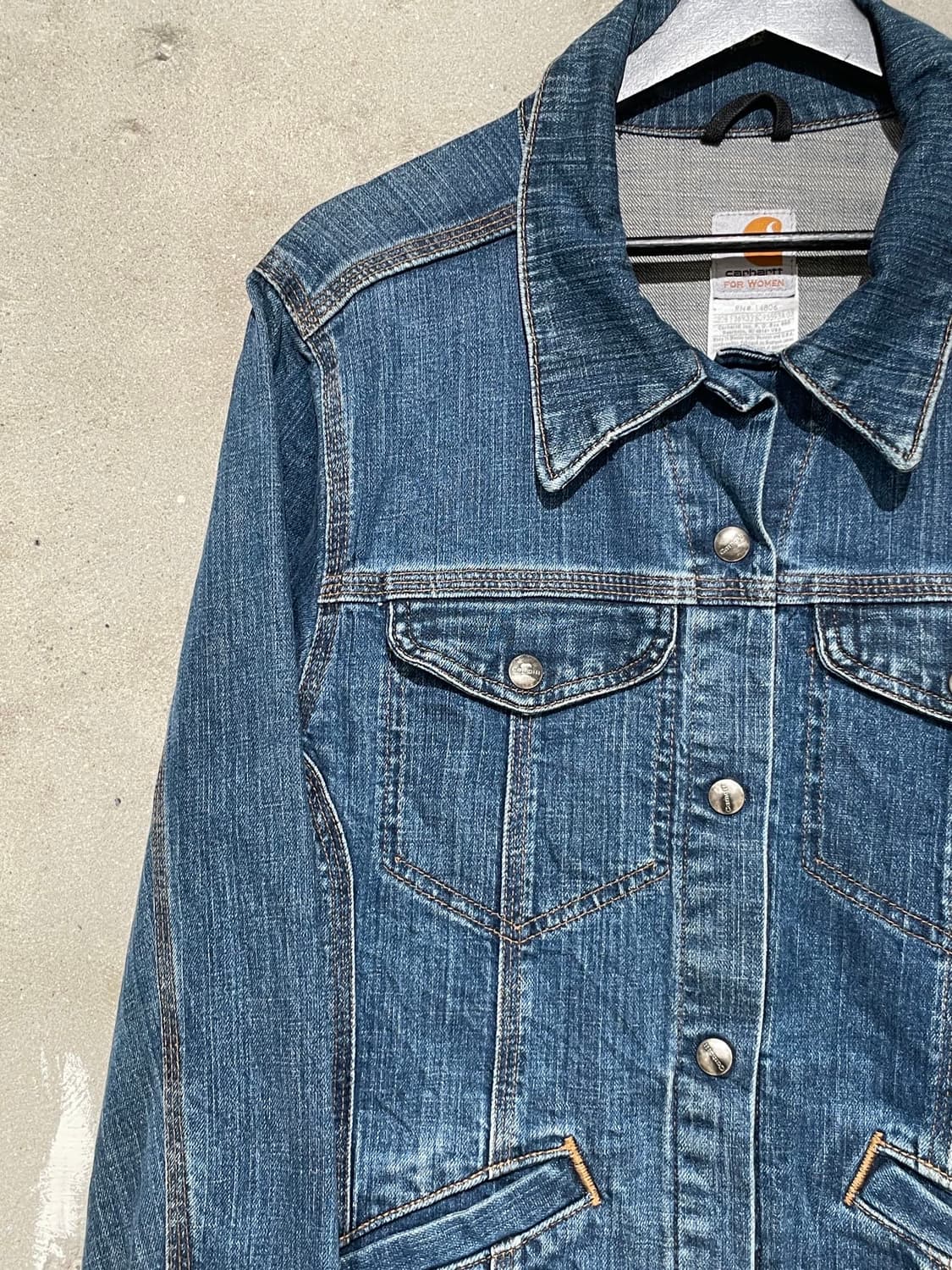칼하트 우먼 WJ001 진청 스냅 버튼 데님 자켓 상품이미지2