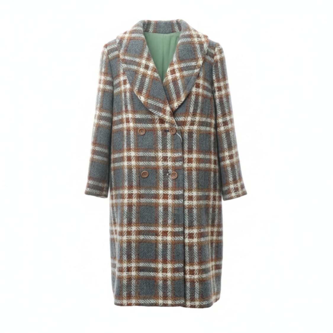 빈티지 울 체크 더블 코트 여성 1856 상품이미지1