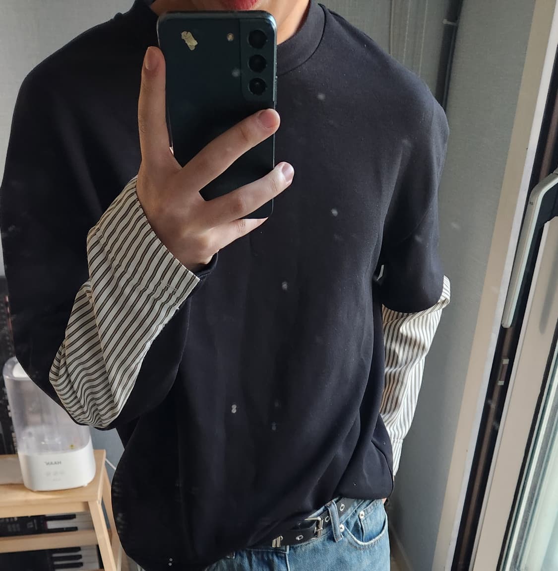 시스템옴므 롱슬리브 블랙/스트라이프 상품이미지1