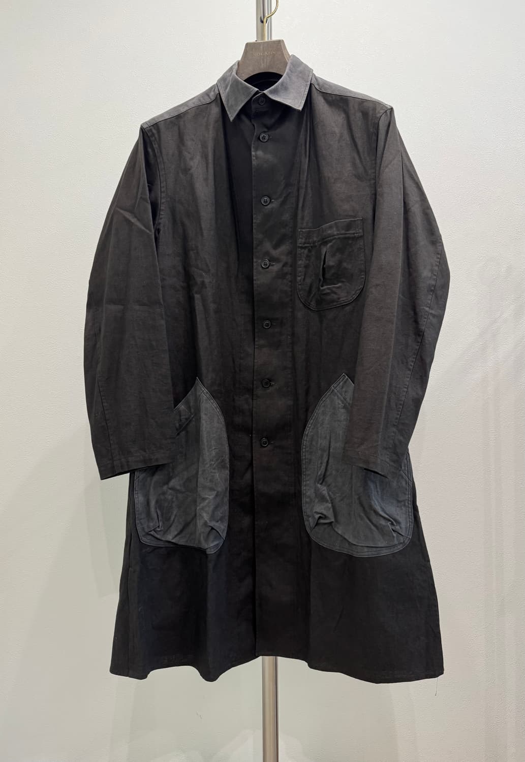 요지야마모토 뿌르옴므 18ss 바이컬러 롱 셔츠 코트 상품이미지1