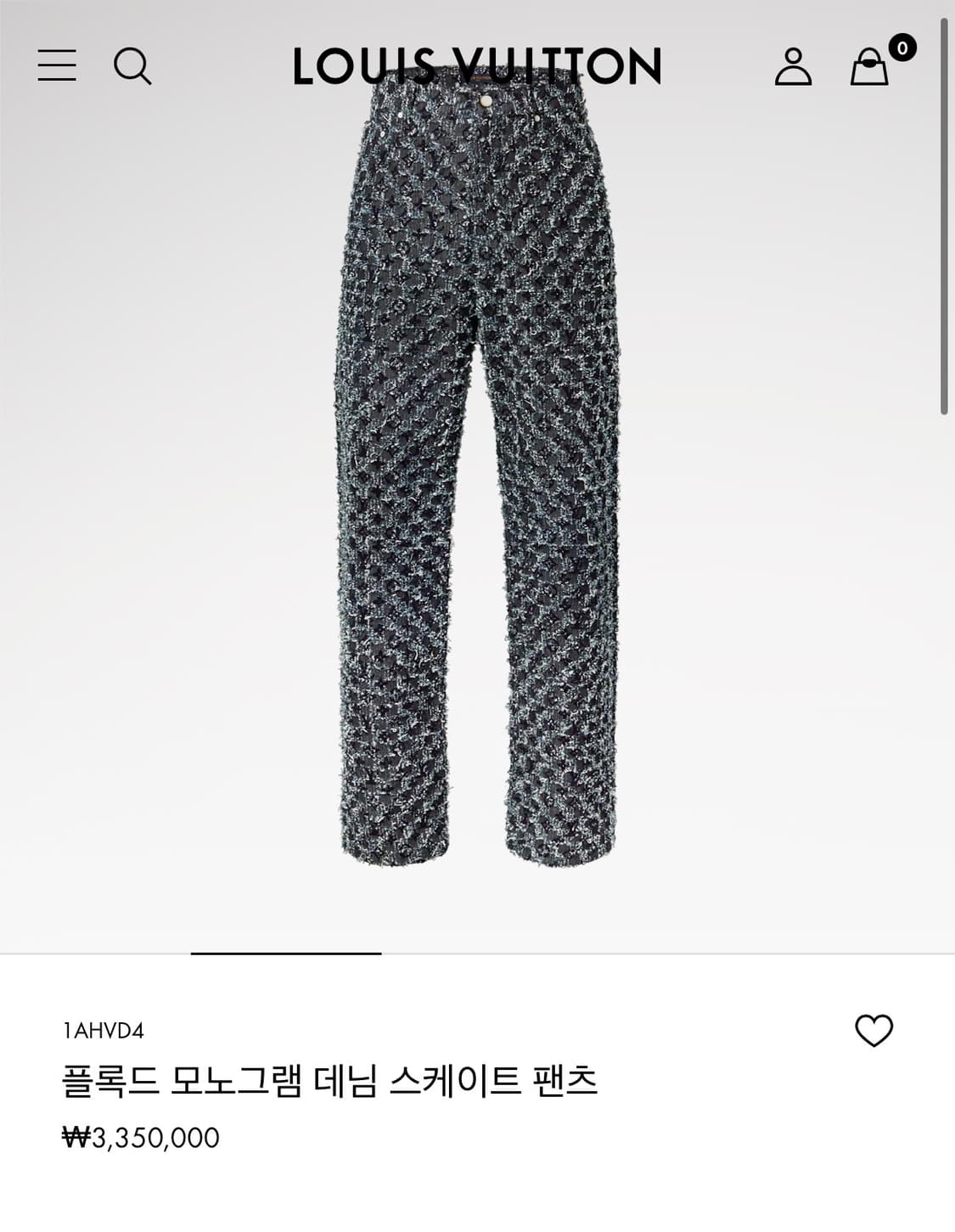 루이비통 플록드 모노그램 스케이트 데님팬츠 상품이미지1