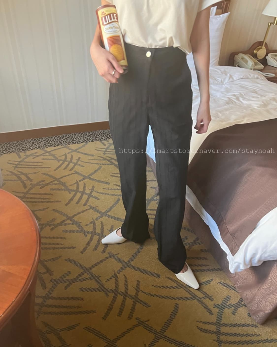 아르 arr 루트 팬츠 스트라이프 프린지 블랙 s 상품이미지3