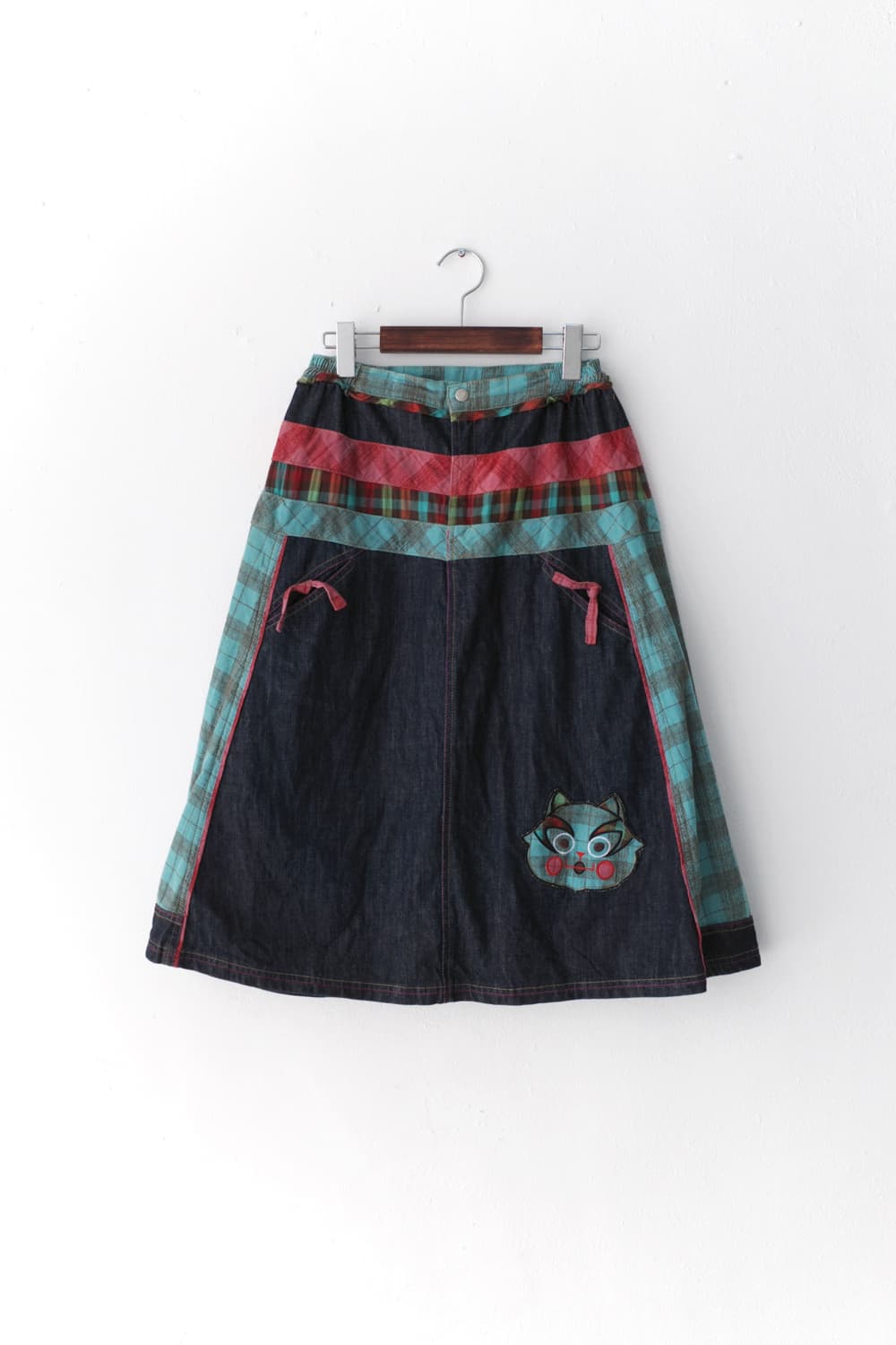 cat check denim skirt  상품이미지1