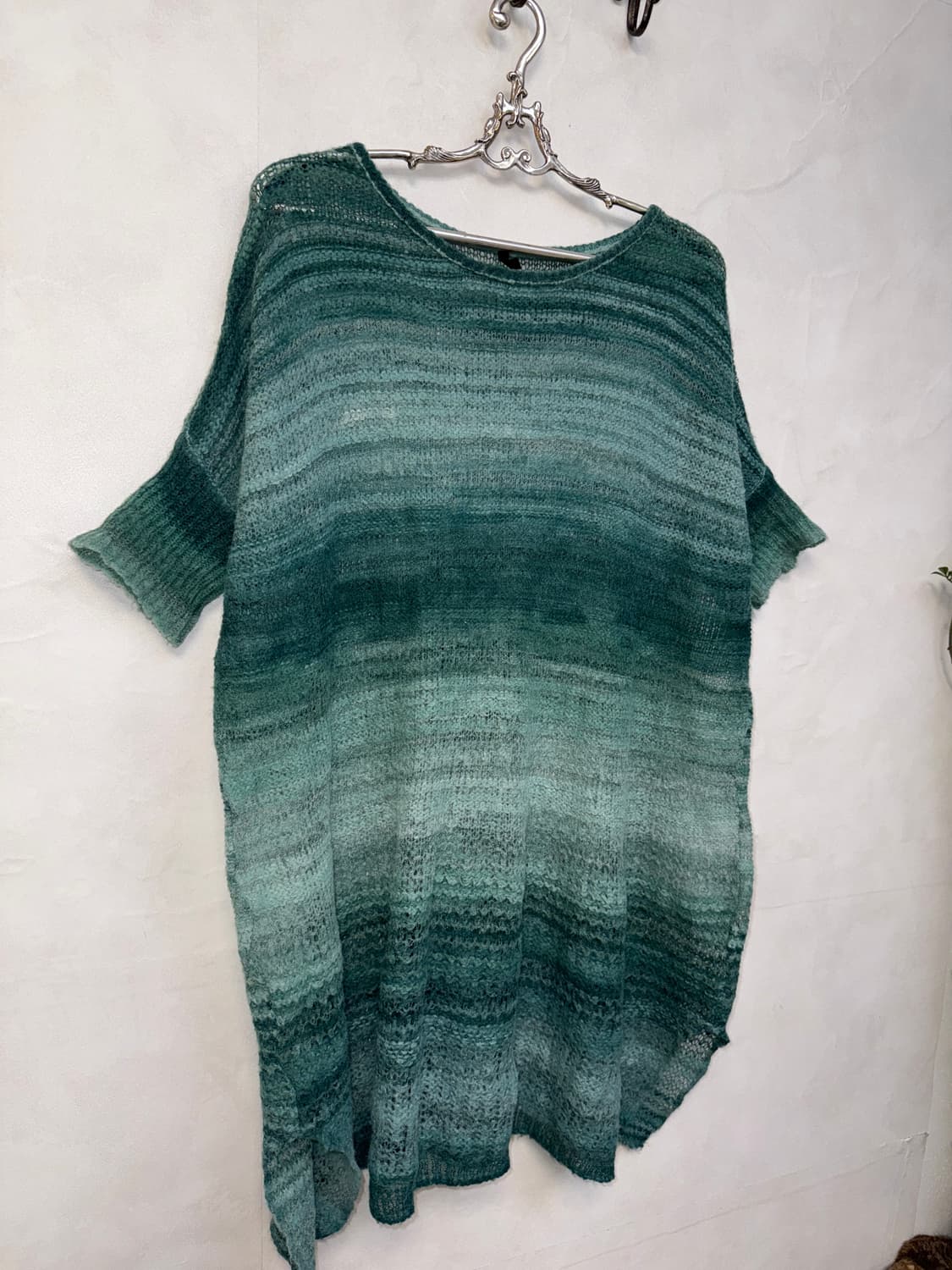 Blue green gradient mohair knit ops 상품이미지4