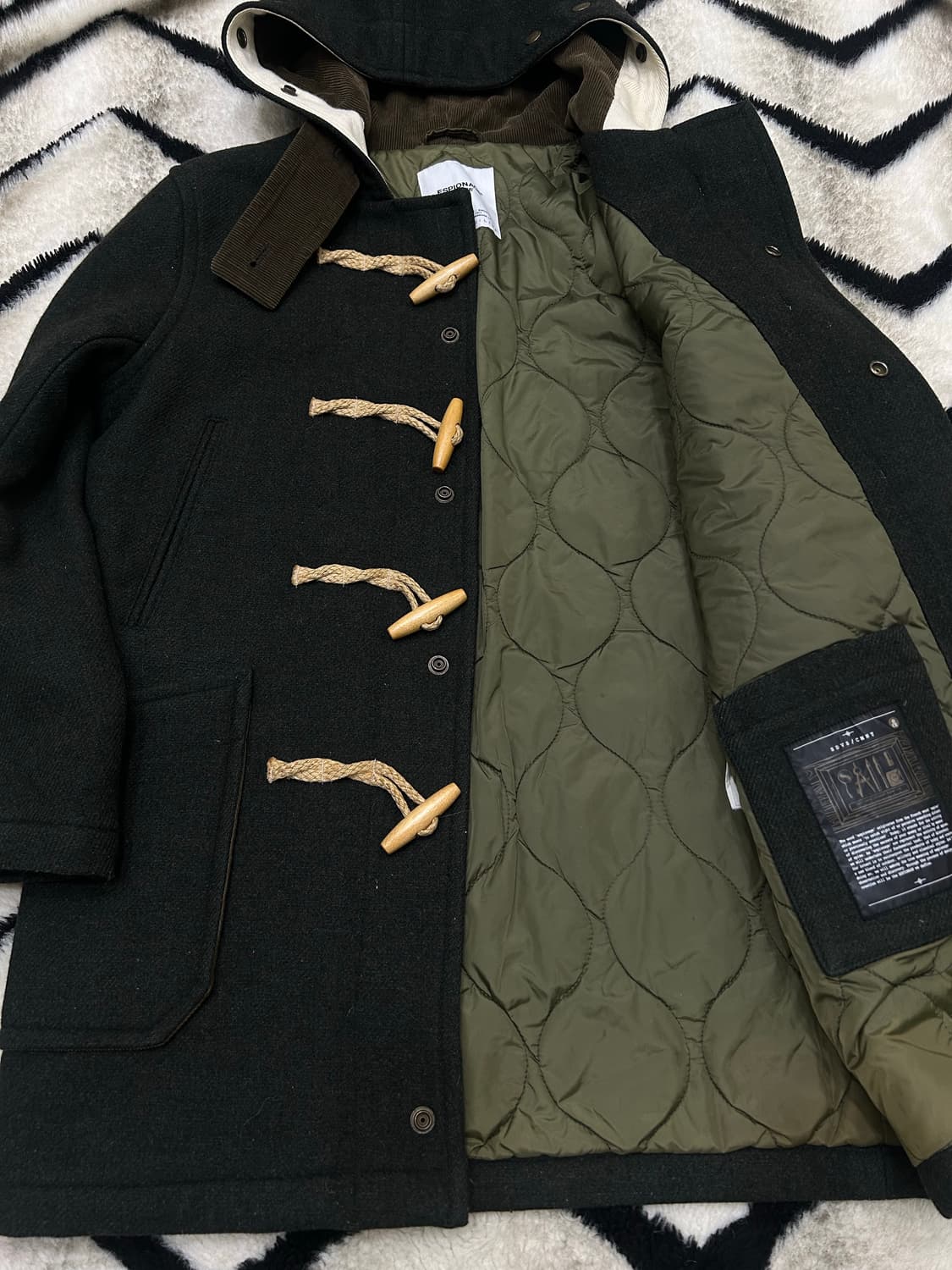 [S]에스피오나지 울 하프 더플코트/카키 상품이미지3