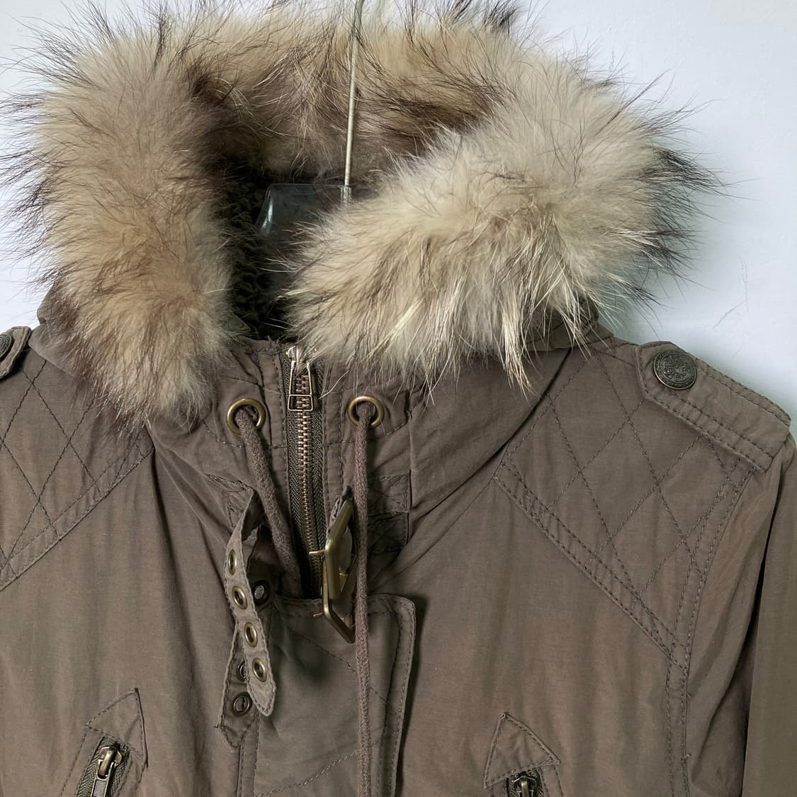 VTG 빈티지 카키 후드 퍼 롱야상 점퍼 M 상품이미지4