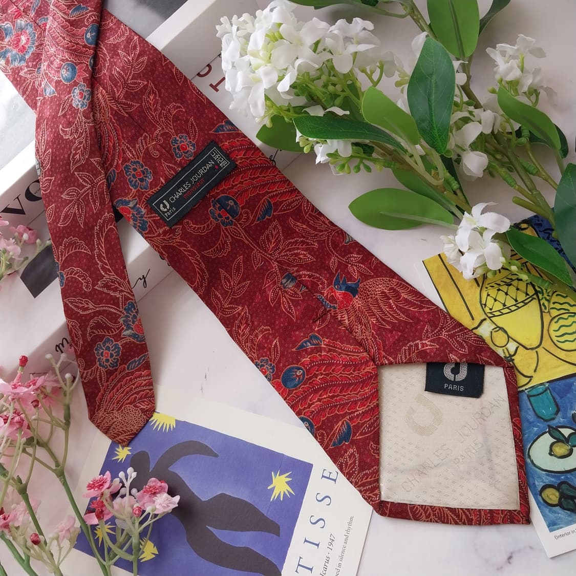 샤를 주르당 실크 플로럴 페이즐리 넥타이 9cm A+등급 K2227
 상품이미지5