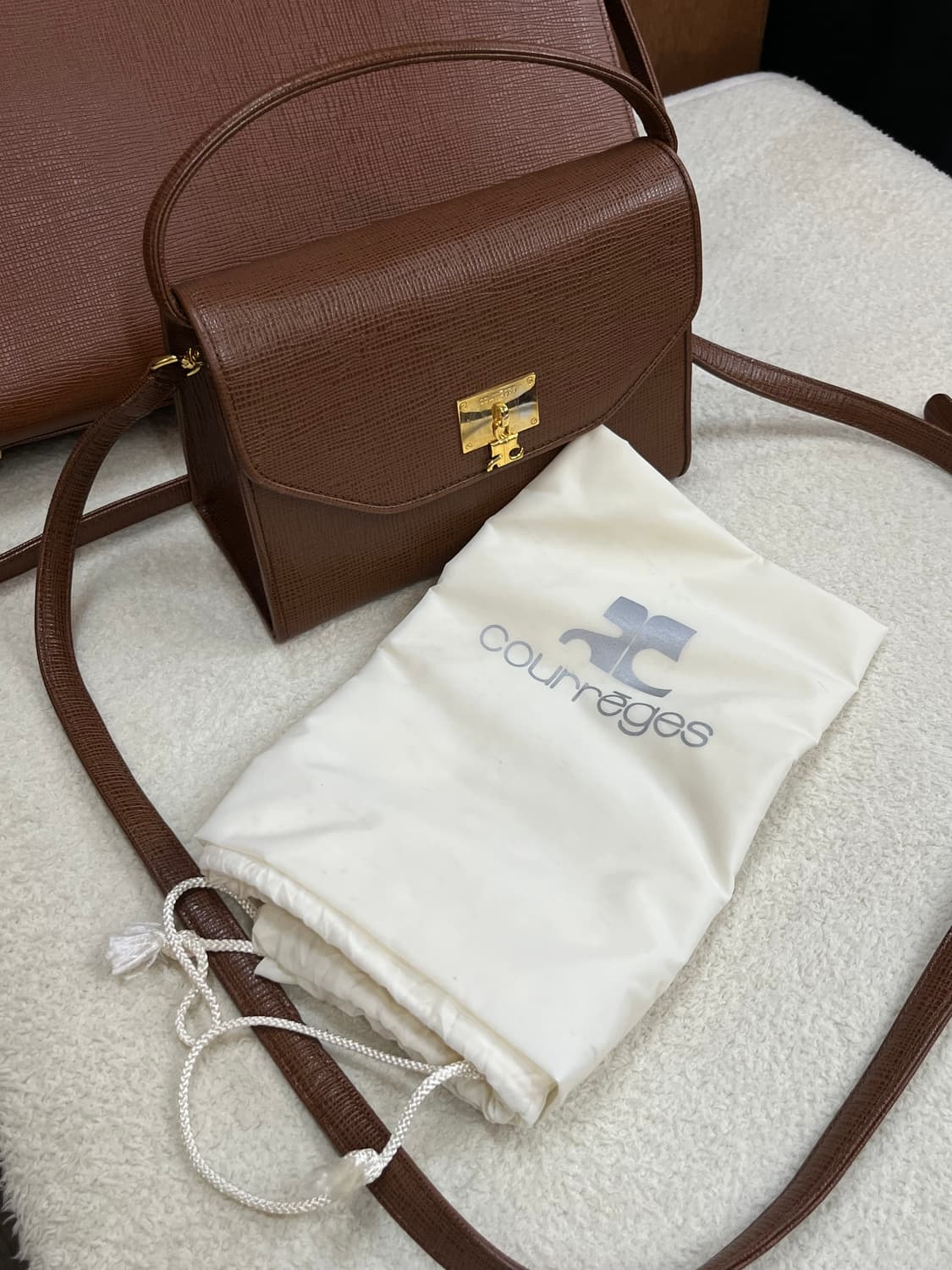 90s COURREGES 크로스바디백 미니 브라운 상품이미지6