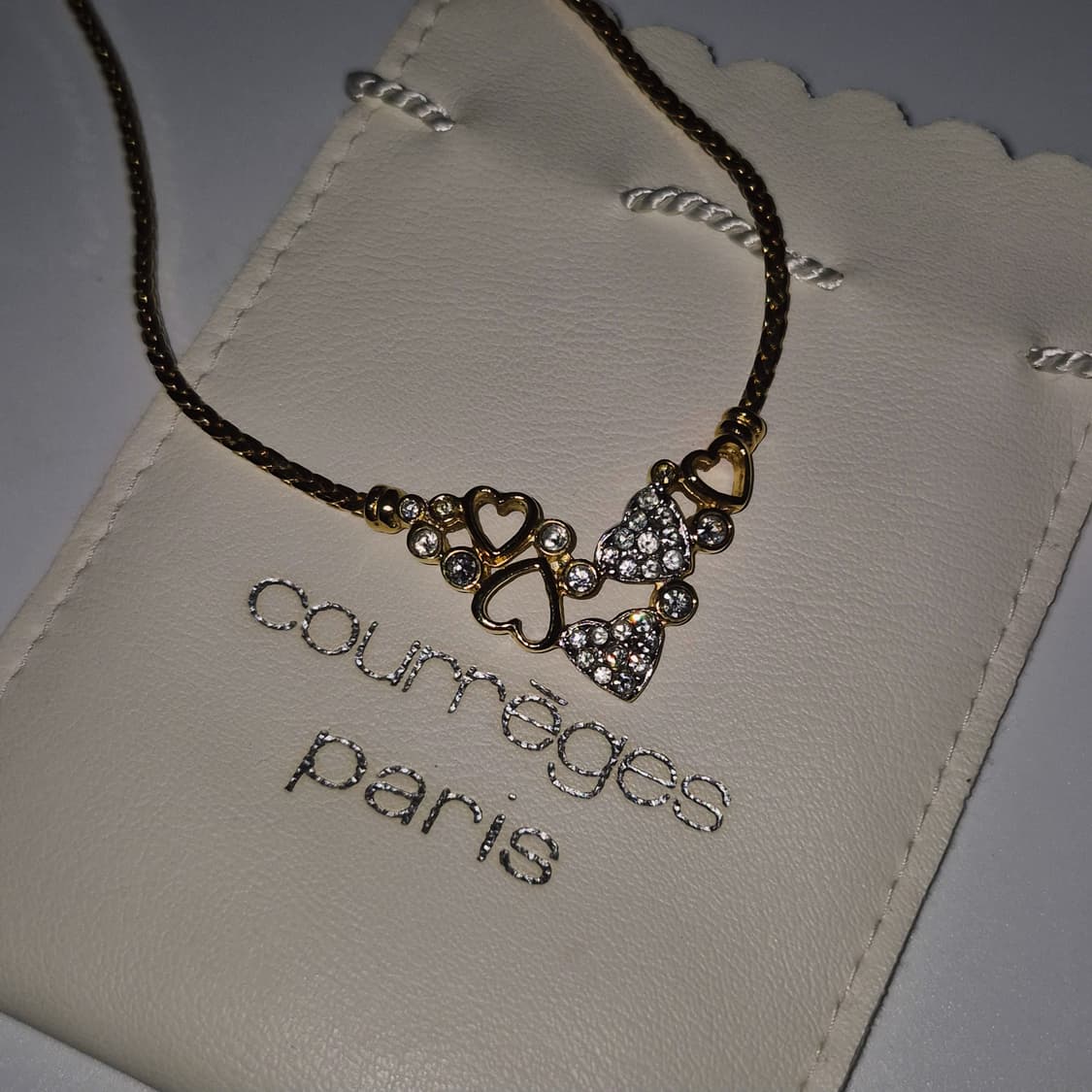 90s 프랑스 꾸레쥬 하트 물방울 크리스탈 초커 상품이미지8