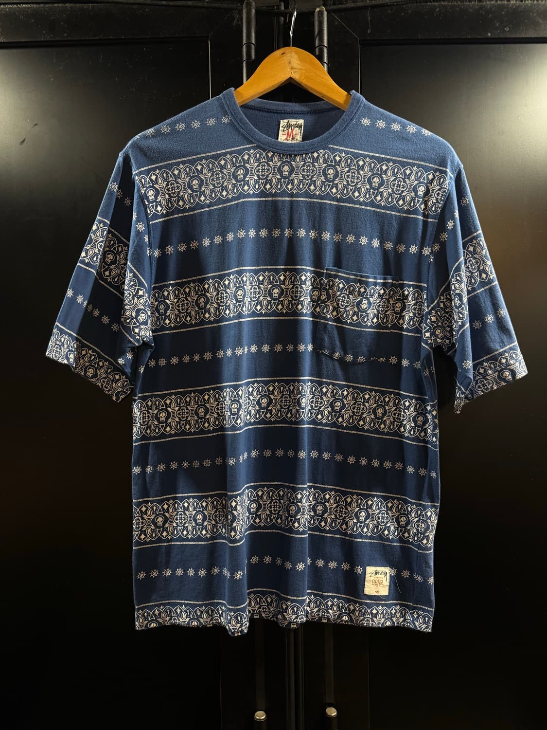 00s Stussy Paisely pattern stripe Tee 상품이미지1