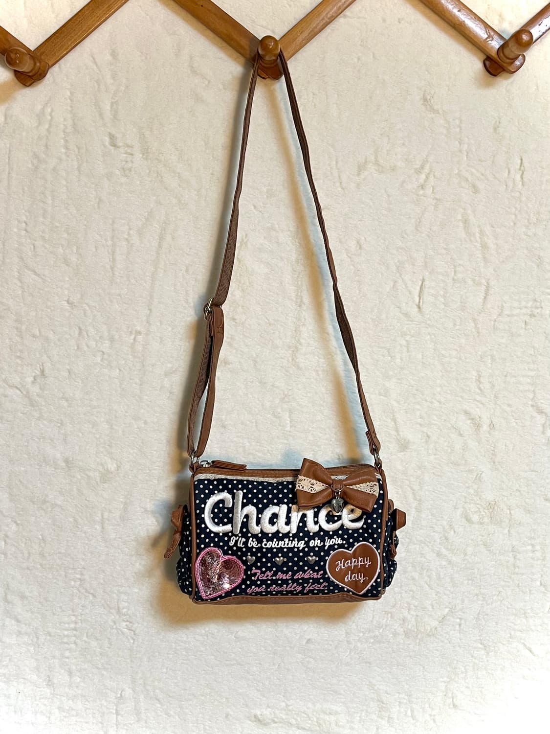 빈티지 도트 리본 갸루 크로스백 상품이미지1