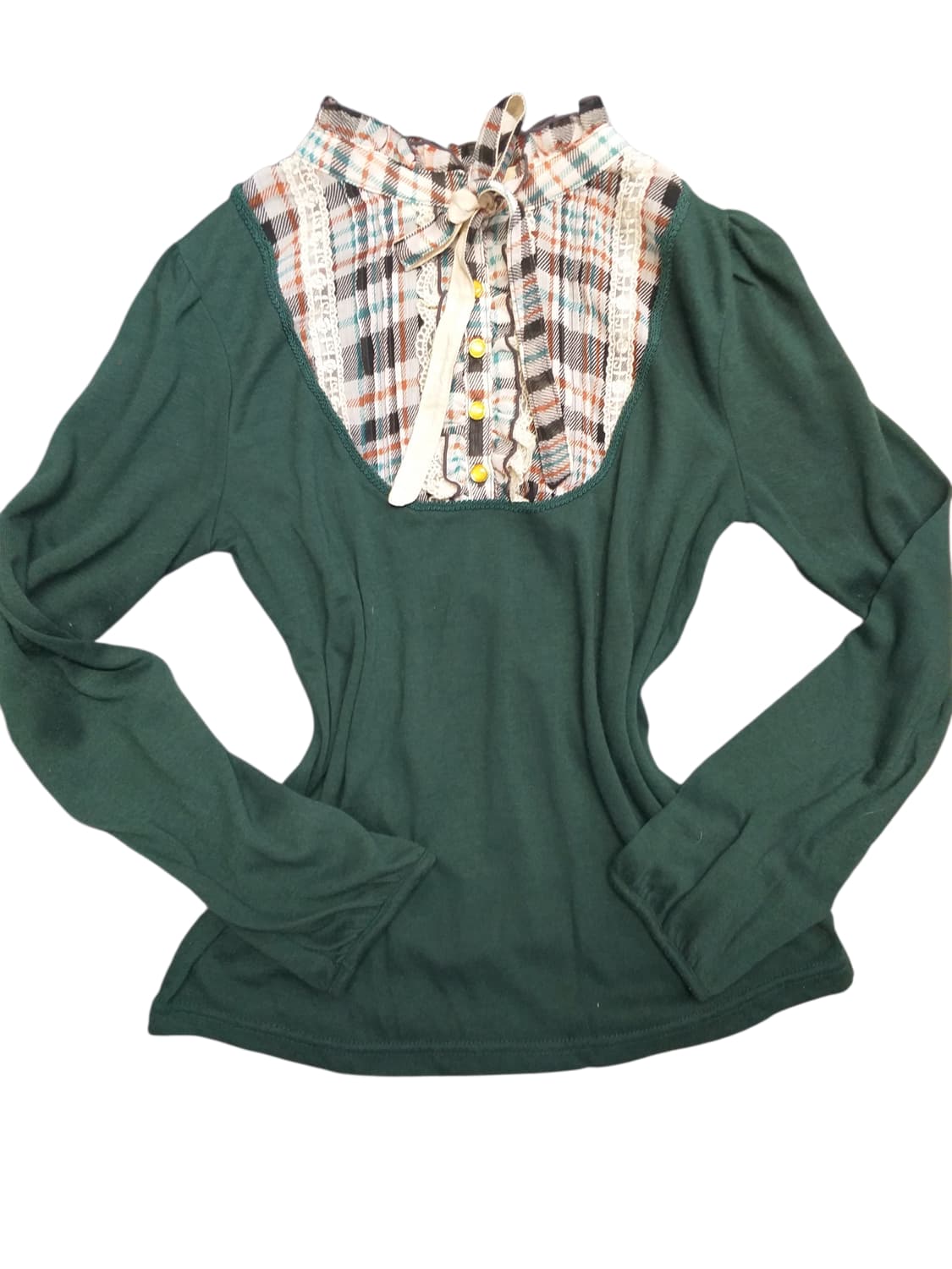 일브빈티지체크리본티셔츠로걀탑히메갸루캐캐체핀터깔헤이세이y2k로리타양산형 상품이미지1