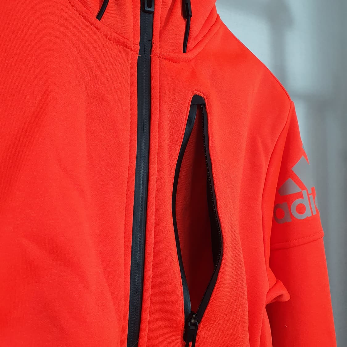 아디다스 네온 형광 오렌지 후드 집업 95사이즈 여성용 상품이미지3