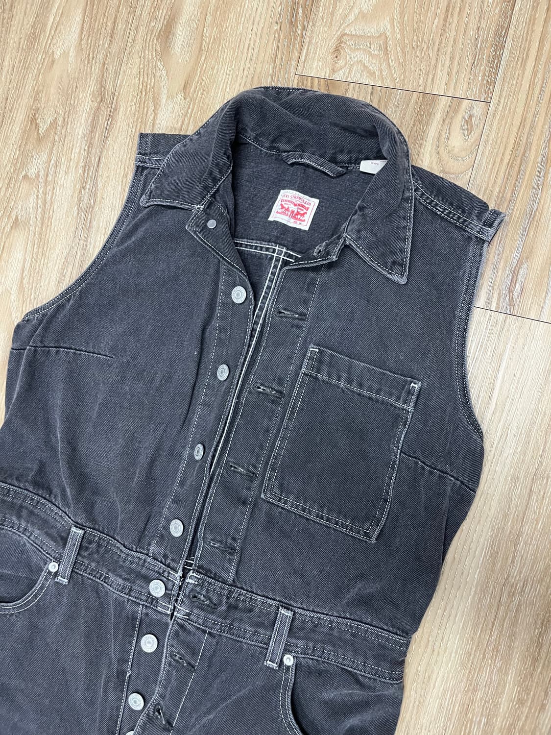 리바이스 슬리브리스 데님 점프수트 M 상품이미지5