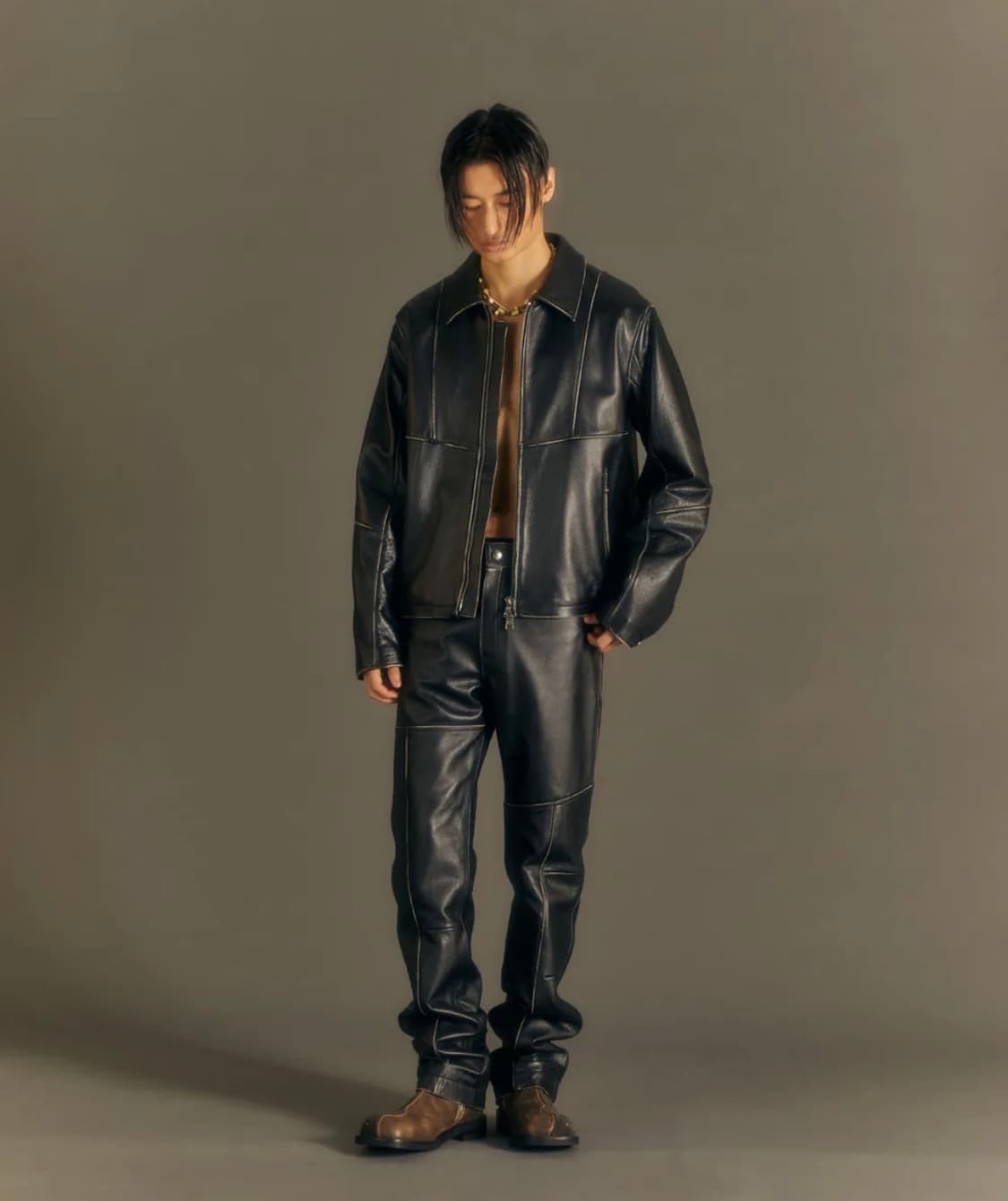 앤더슨벨 드레스젠 레더 팬츠 apa674m(BLACK) 44사이즈 상품이미지1