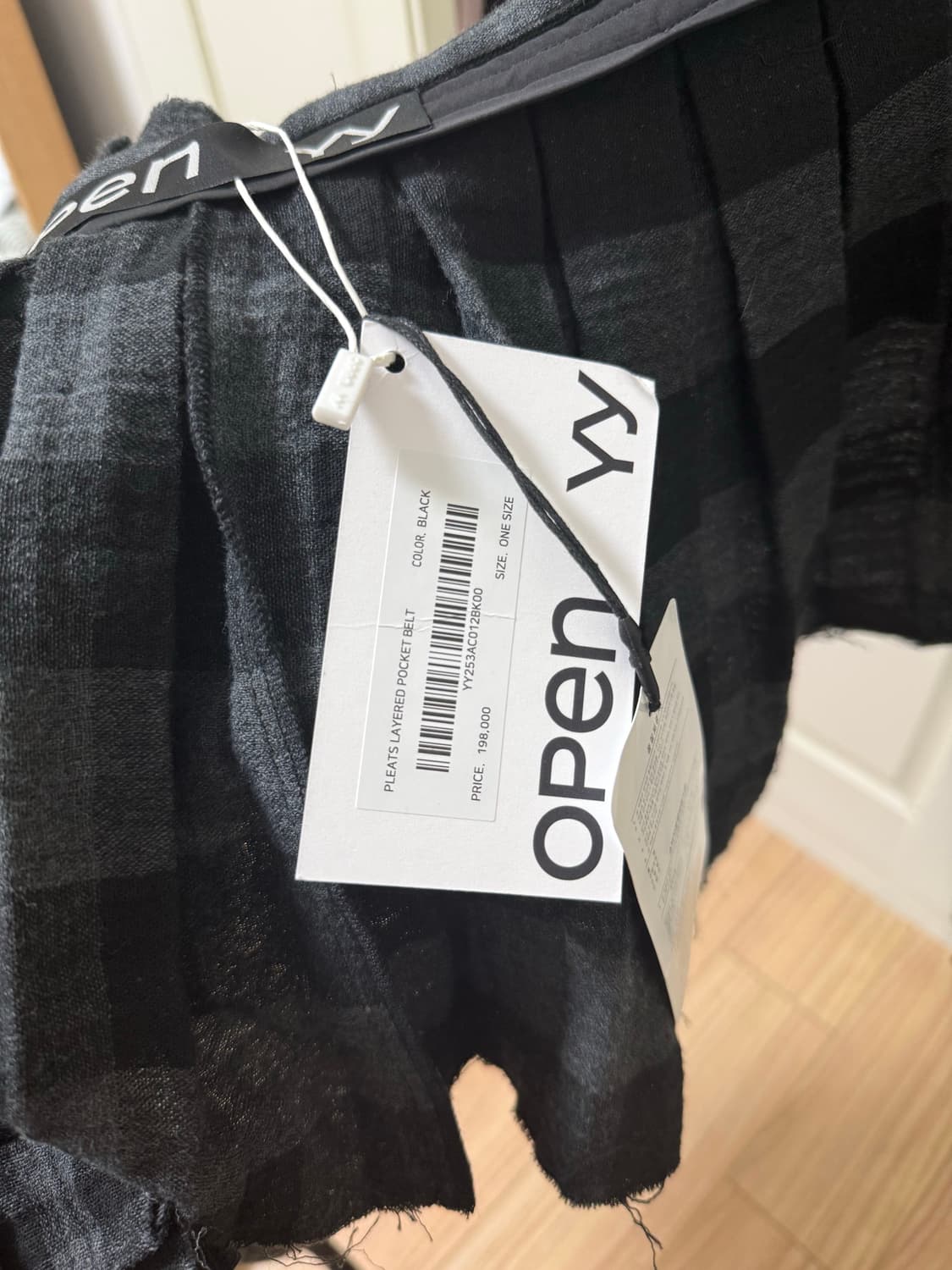 오픈 와이와이 플리츠 레이어드 포켓 벨트 체크 블랙 상품이미지5