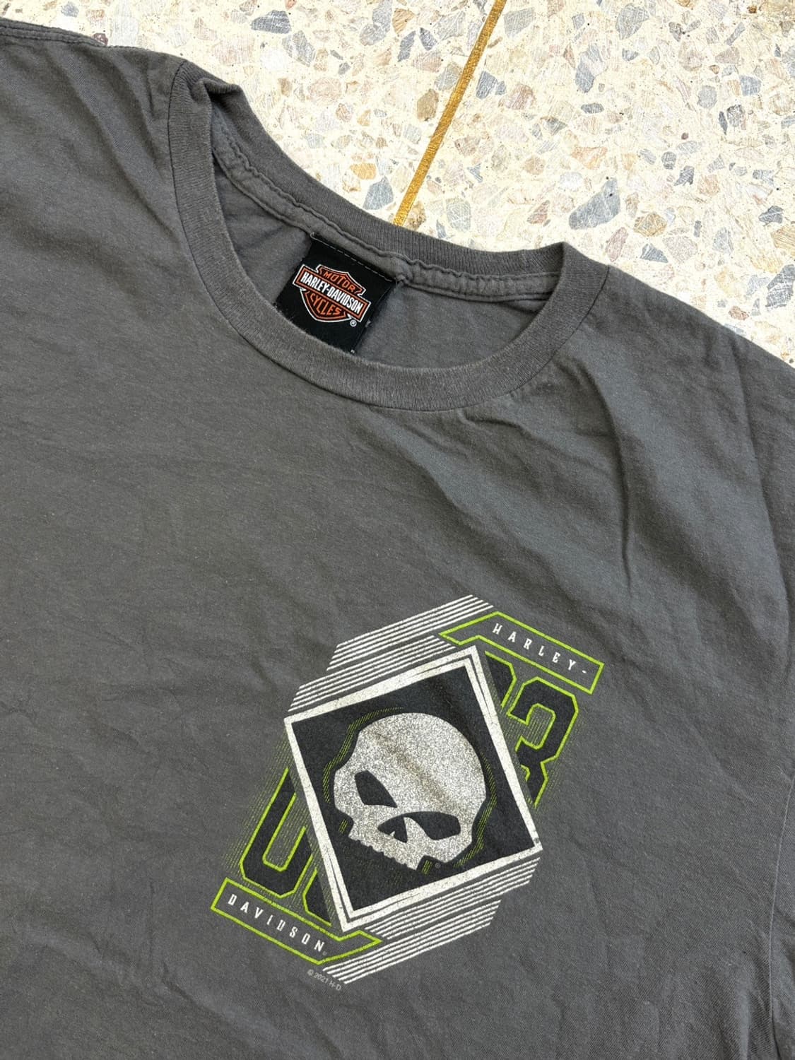 할리데이비슨 스컬 프린팅 반팔 차콜 상품이미지5
