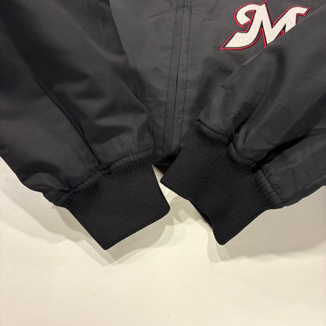 [L] 마제스틱 마린스 로고 블랙 야구 바시티 점퍼 자켓 D390 상품이미지7