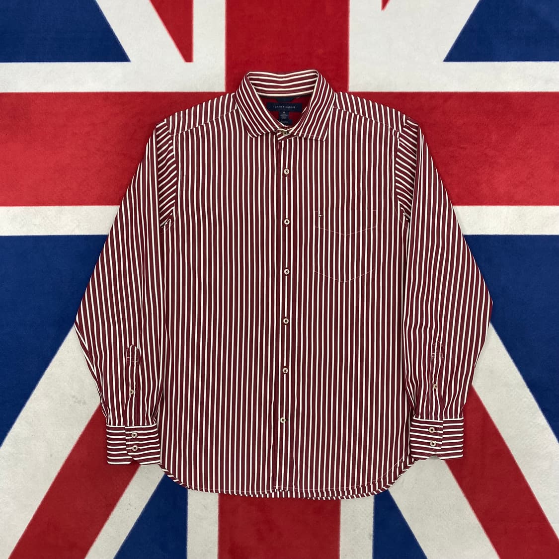 타미 와이드카라 스트라이프셔츠 M 실측 L  상품이미지1