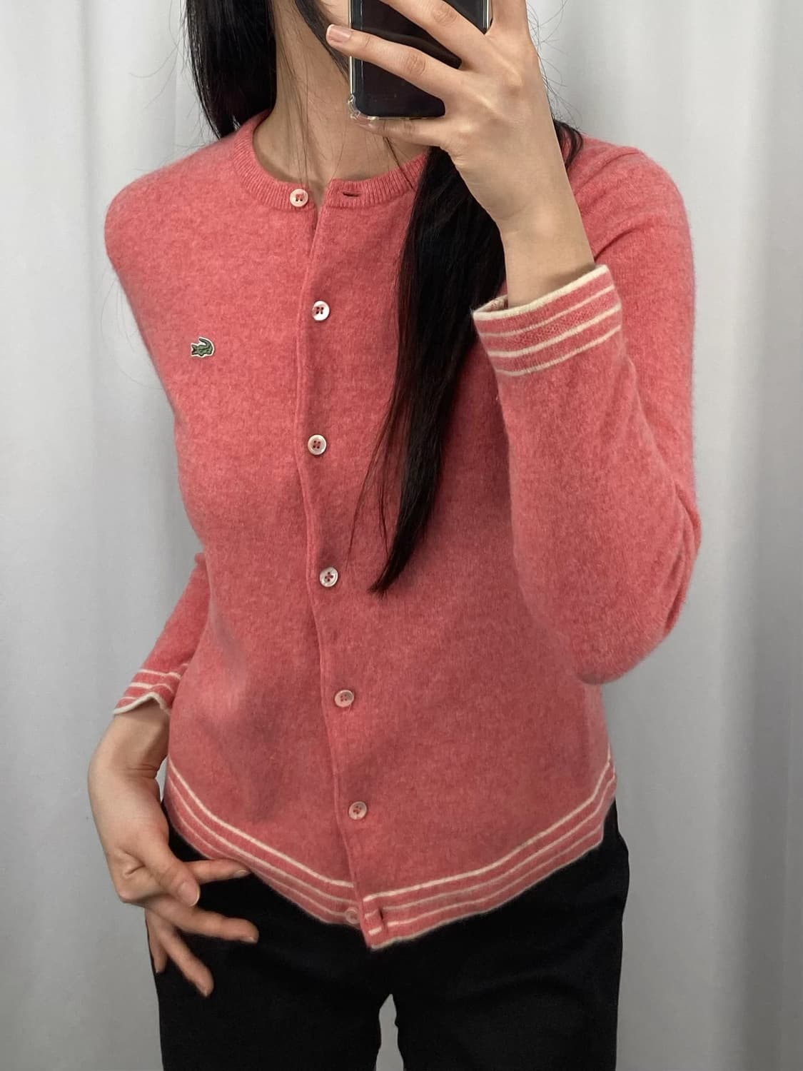 라코스테 핑크 울 가디건 상품이미지2