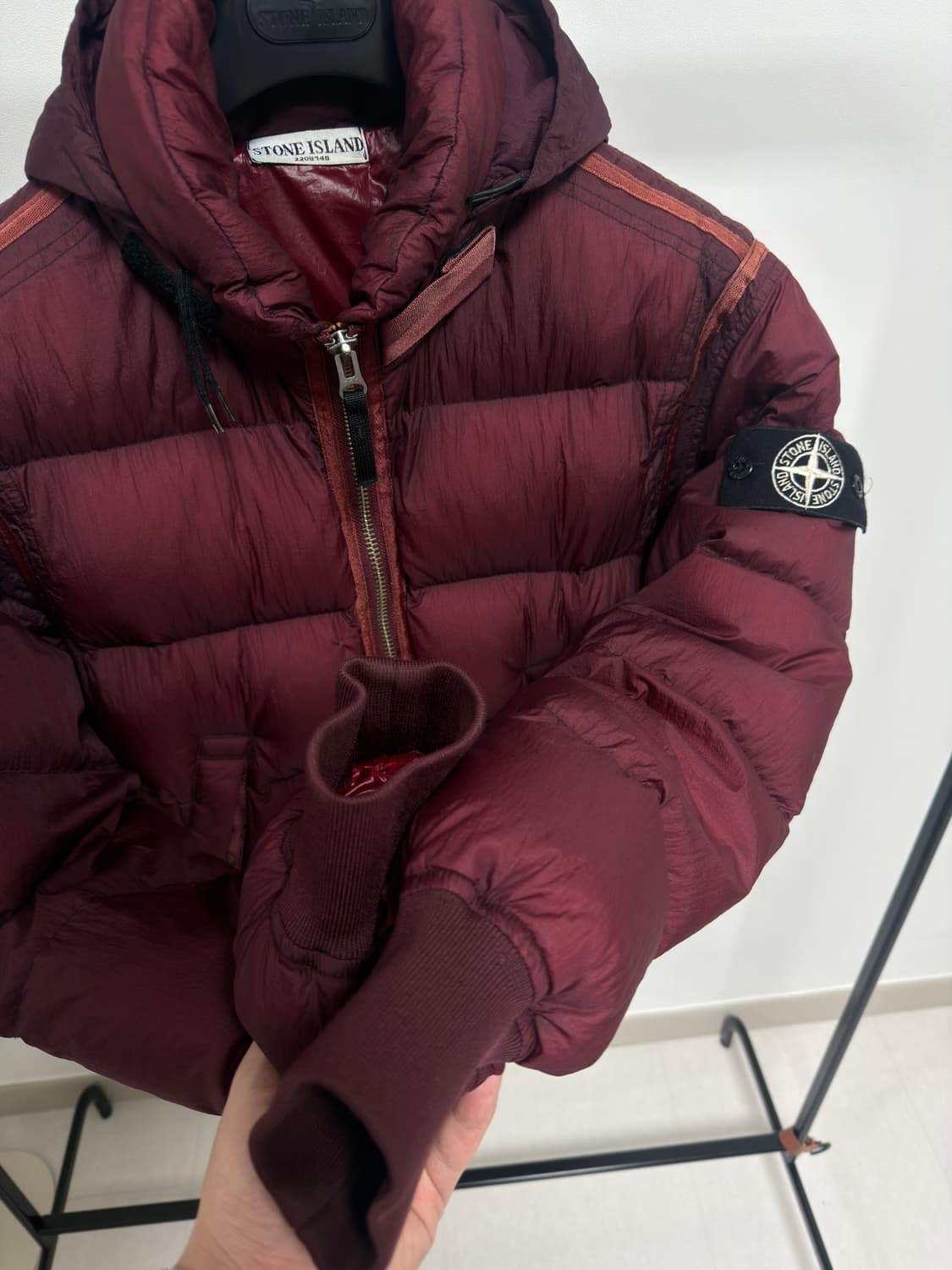 [초레어, 백화점판] 00‘s 스톤아일랜드 심리스 패딩 버건디 와인 L 상품이미지4