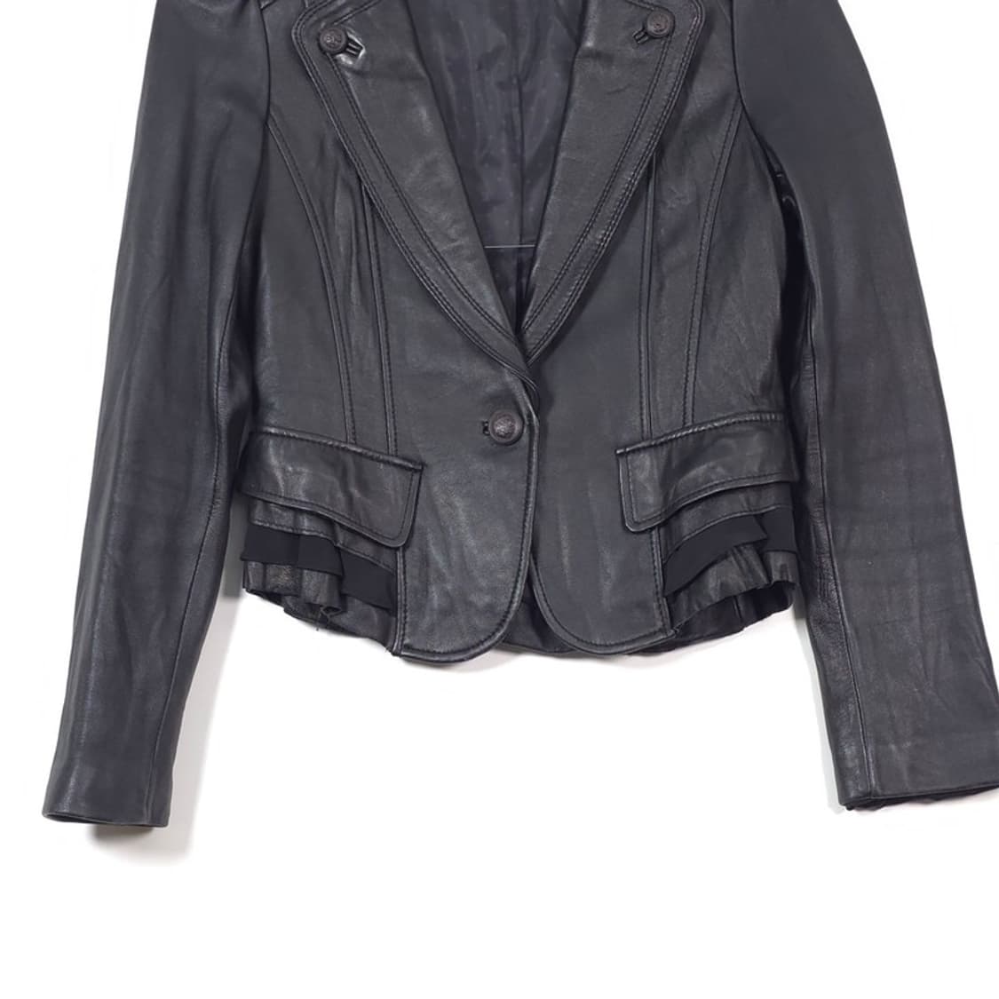 베스띠벨리 리얼 램스킨 프릴 디테일 자켓 55 상품이미지4