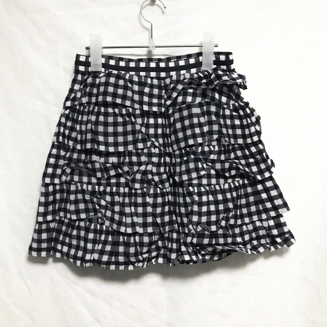 빈티지 니혼진 모리 체크 5단 캉캉 스커트 상품이미지1