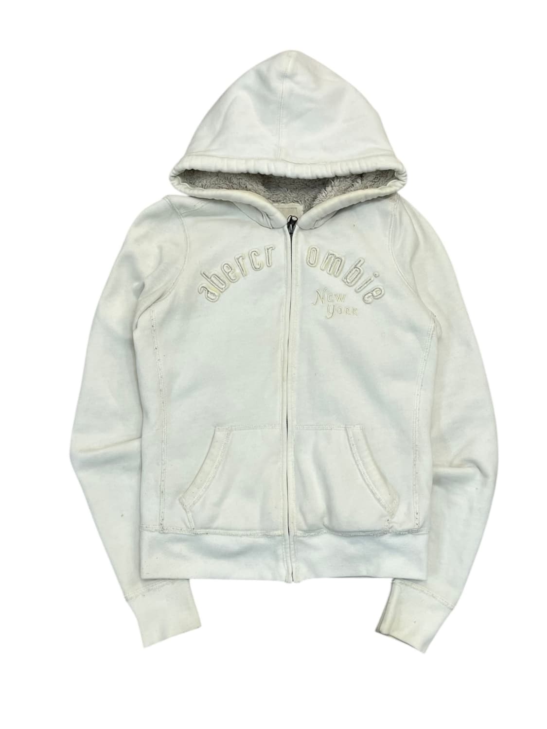 아베크롬비 양털 후드집업 화이트 키즈 L #csz2643 상품이미지3