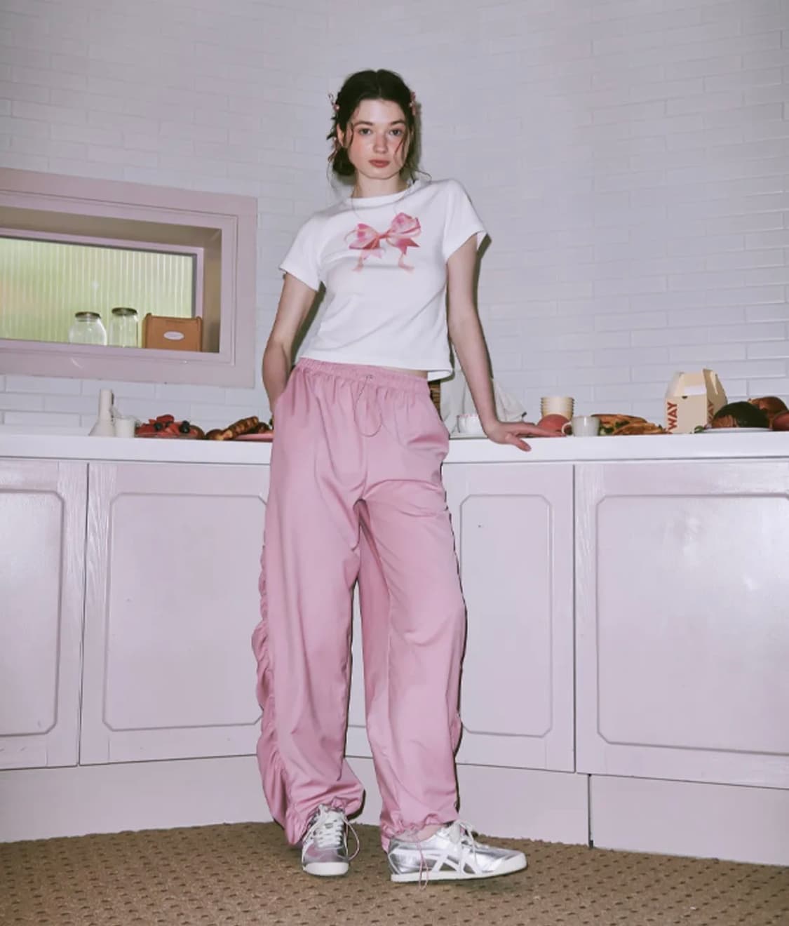 론론 리본 반팔 티셔츠 상품이미지2