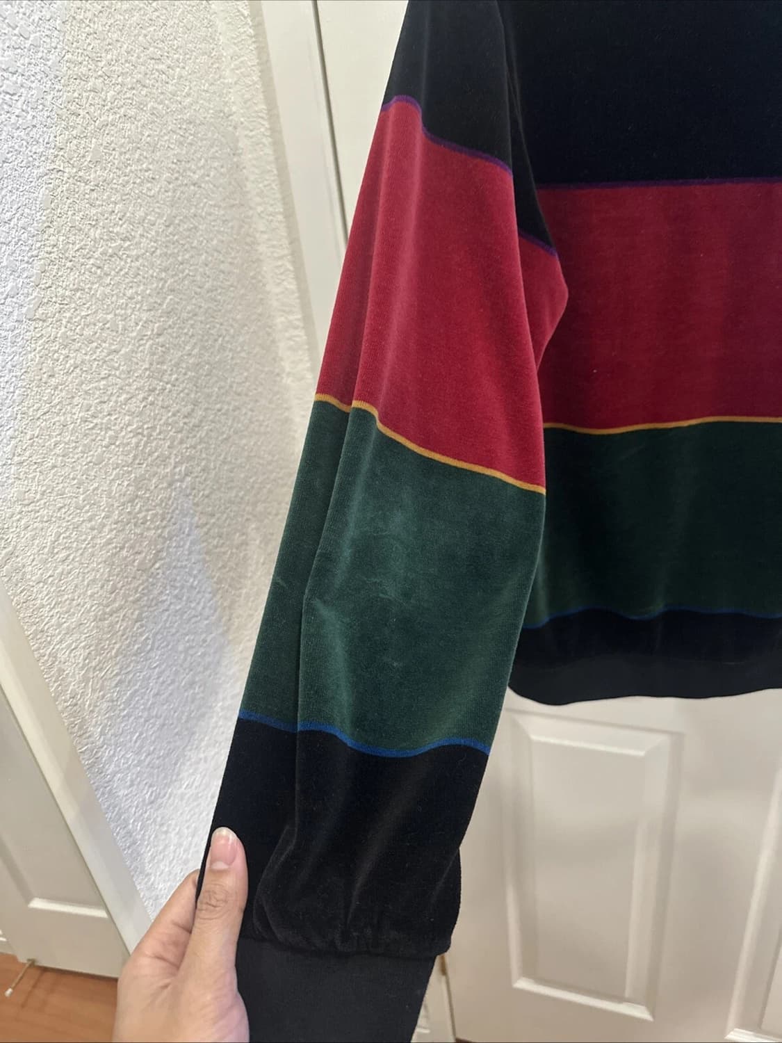 FW19 슈프림 벨루어 스트라이프 롱슬리브 폴로 티셔츠  M 상품이미지3