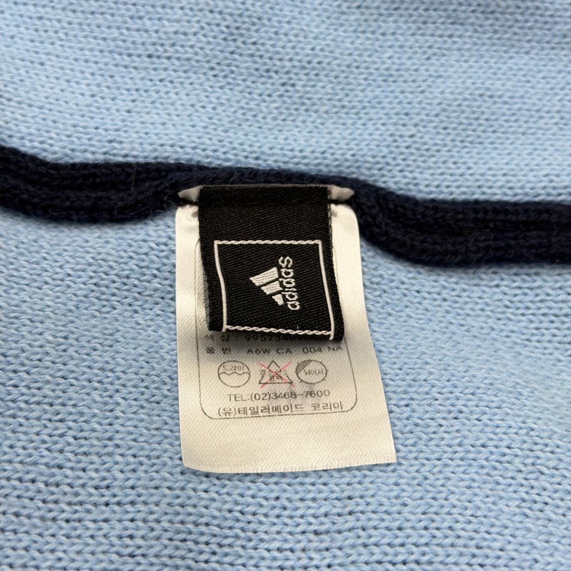 아디다스 빈티지 삼선 아크릴 모 Y2K 비니 모자 네이비 블루 상품이미지4