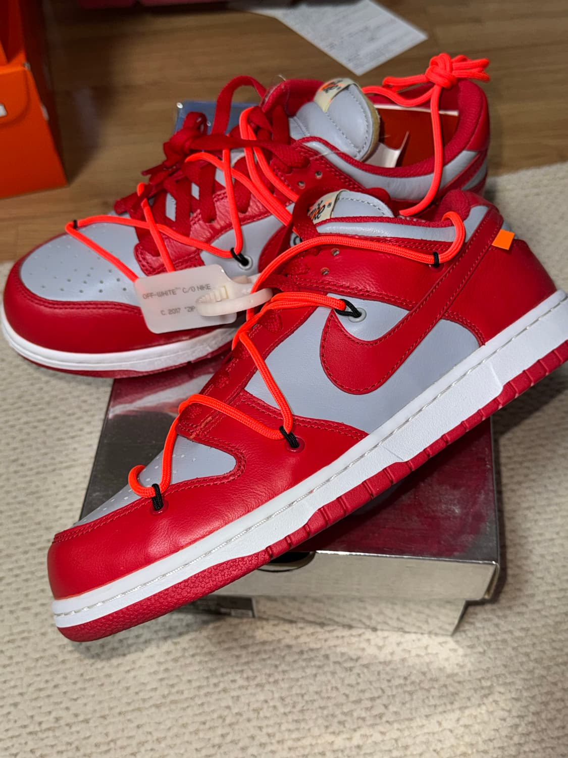 나이키 오프화이트 덩크 로우 유니버시티 레드 265mm 상품이미지4