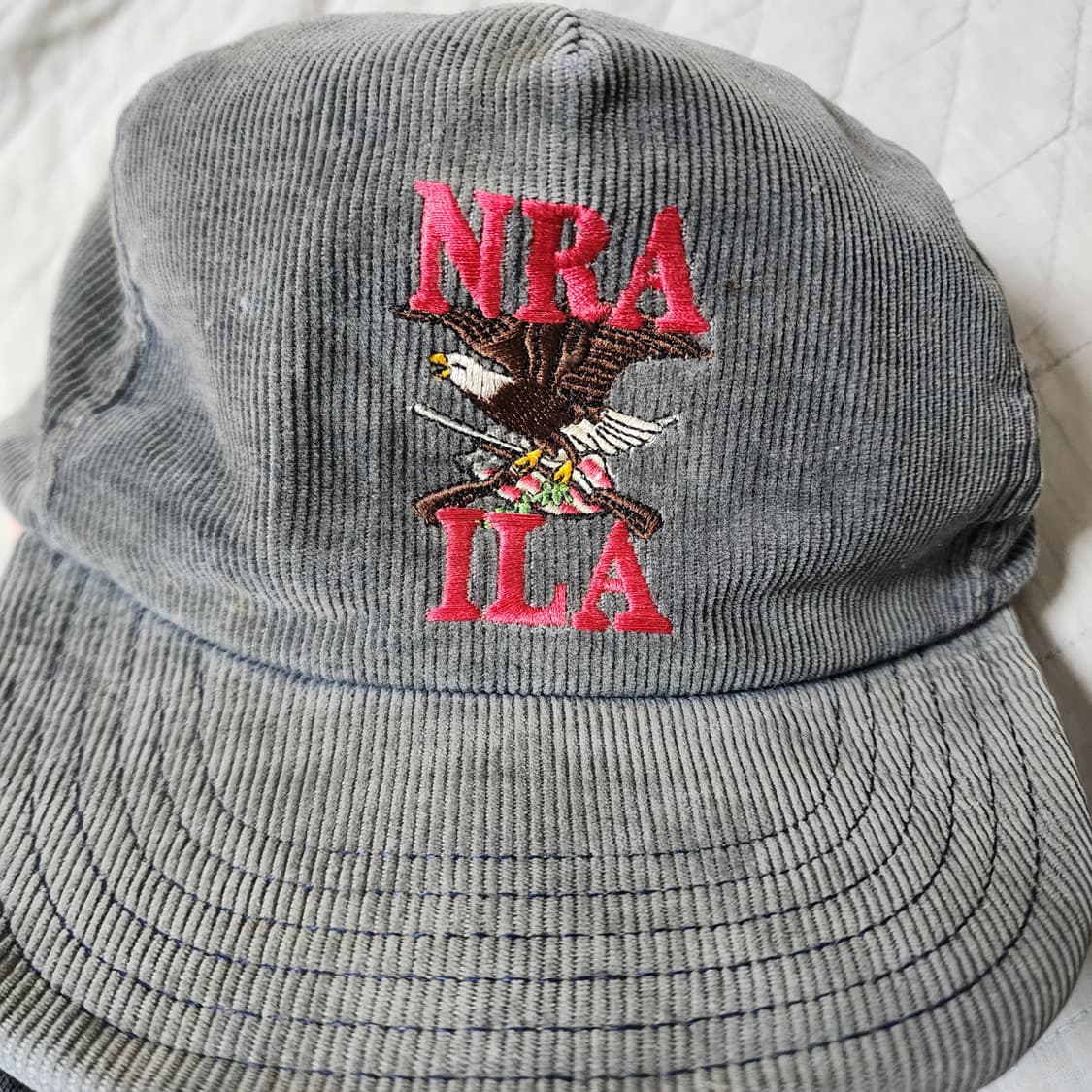 [OS] 빈티지 NRA 이글 로고 골덴 5패널 캡 카키 썬페이드 상품이미지3